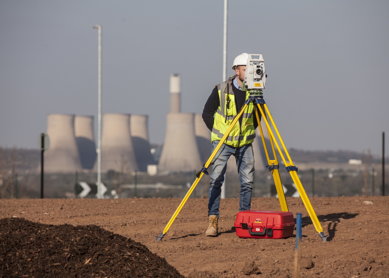 Setting Out Engineer in London marking gridlines and levels on site